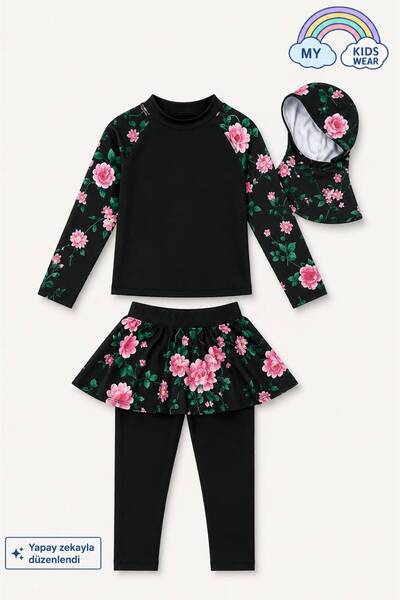 My Kids Wear Trodijelni kupaći kostim za devojčice, hidžab, sa suknjom, prekr...