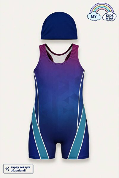 My Kids Wear Girls' Swimmer Shorts and Belted Swimsuit Set 11904