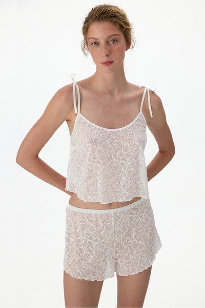 Penti Off-White Bridal Delicate Lace Shorts Pajama Set