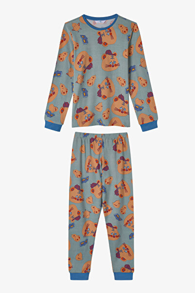 Penti Erkek Çocuk Yeşil More Page Uzun Kollu Pijama Takımı