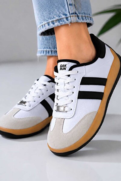 GAK RUN Adidași Retro Unisex Alb Negru – Pantofi Sport Confortabili pentru Zi...