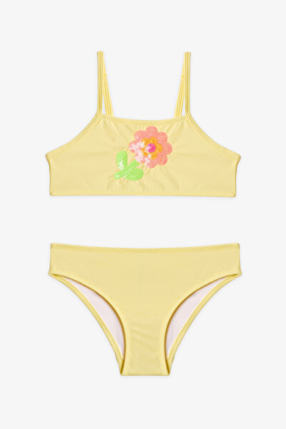 Penti Gelbes Pailletten-Neckholder-Bikini-Set für Mädchen
