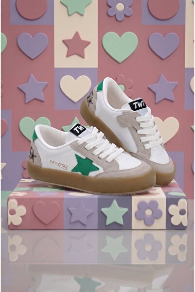 Tonny Black Children's Unisex White Green Thermo Sole Star Detailed Lace up a...