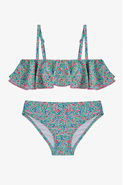 Penti Girl's Ditsy Bandeau Crispy Floral Patterned Bikini Set