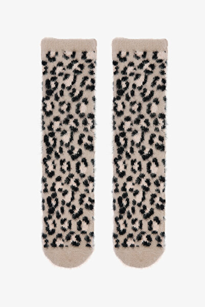 Penti Hellbeige Hausschuhe mit Leopardenmuster