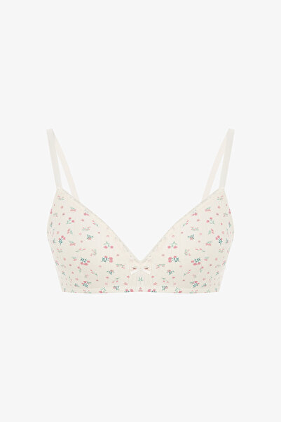 Penti Ekru Comfy Cosy Printed Pointel Pamuklu Balensiz Sütyen