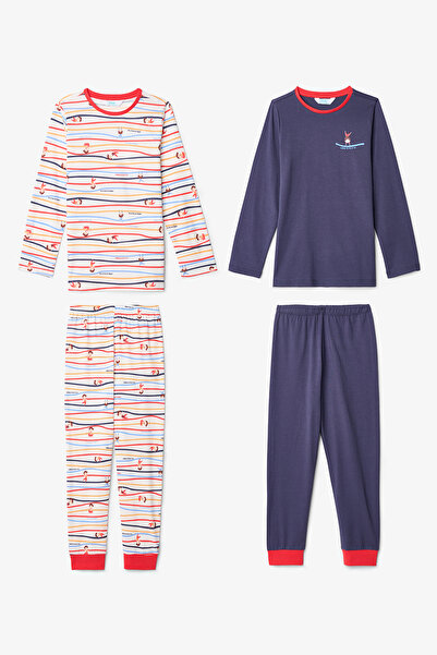 Penti Set de pijamale din bumbac cu mâneci lungi pentru băieți, cu dungi, 2 p...