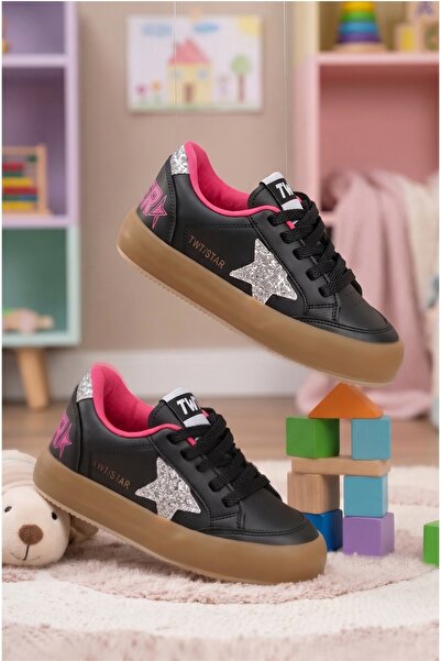 Tonny Black Παιδικά Unisex Μαύρα Ασημί Thermo Sole Star Λεπτομερή αθλητικά πα...