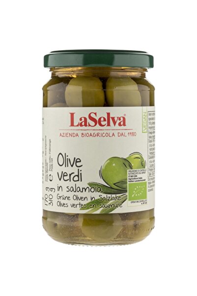 La Selva Măsline verzi organice cu sâmburi în saramură 310 g