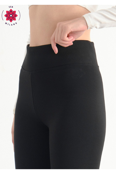 sea milano Women's Winter Steel Black Shapewear Knitted Corset High Waist Gathering Underwear No-Show Leggings
