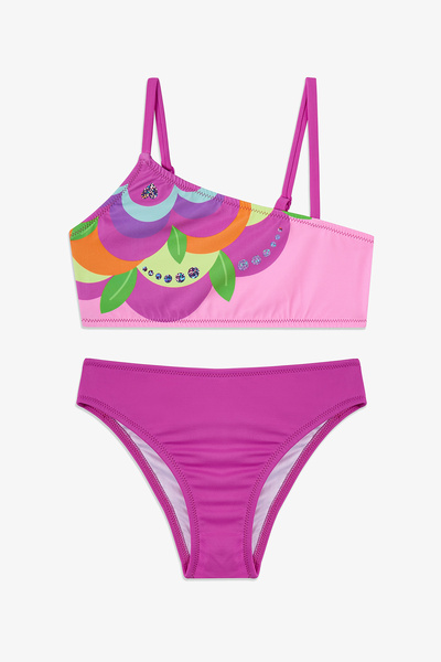 Penti Girl's Pink Floral One-Shoulder Bikini Set