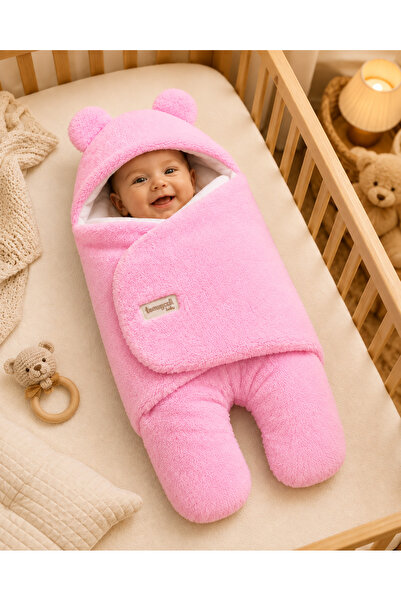 Tomuycuk Pink Fiber Inside and Ears Outside Baby Girl Swaddle Plush Welsoft F...
