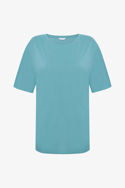 Penti Μπλουζάκι με λαιμόκοψη σε μπλε τιρκουάζ Loose Fit Modal