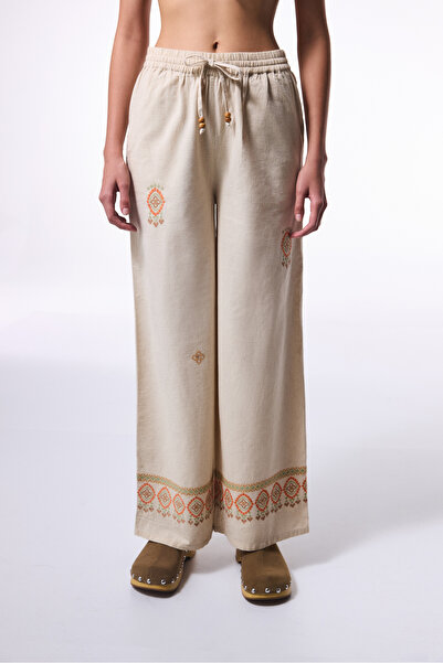 Penti Bej Boho Keten Pantolon