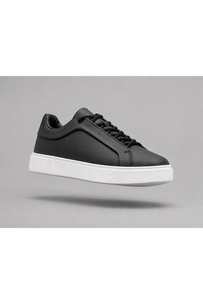 Tk Spor Men's Black Leather Casual Sneakers Sports Shoes