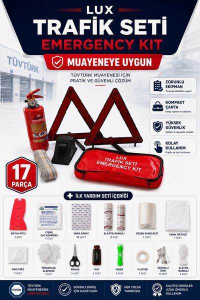 Velonova Araç Trafik Seti İlk Yardım Seti Tuvtürk Muayene Uyumlu 1 kg Yangın ...
