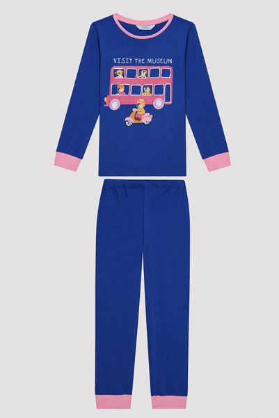Penti Girl's Visit Museum Cotton Multi-Colored 2-Piece Pajama Set