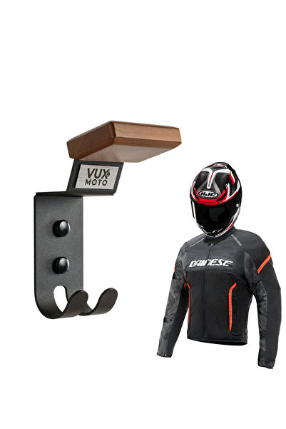 Vux Moto Premium Kask Askısı Ahşap Metal Motosiklet Kask Ekipman Askısı
