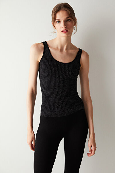 Penti Seamless Lurex Black Crop Top