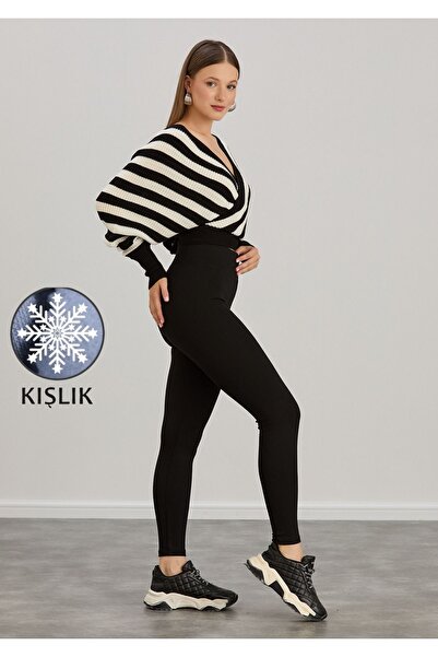 naymanlife Kadın Siyah Çelik Kışlık Içi Polarlı Korse Destekli Vücut Şekillen...