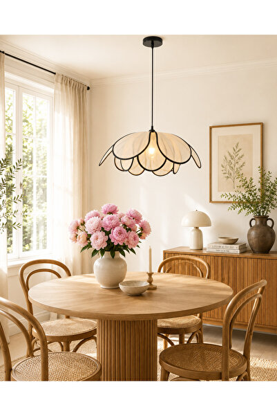 burenze Modern Tasarım Rose Çiçek Sarkıt Avize Rattan Boheme Salon Oturma Odası Mutfak Avizesi