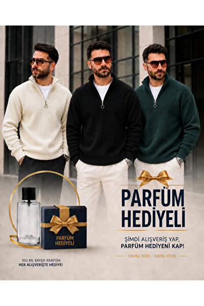 OTAKU 3 piese tricotaje cu jumătate de fermoar Pulover Selanik + Parfum