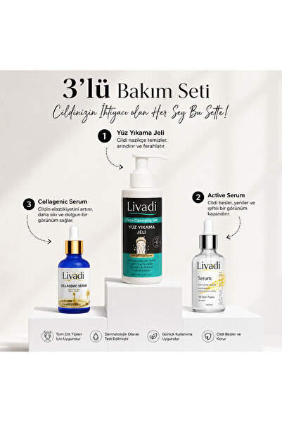 Cilt Bakım Seti Yüz Yıkama Jeli Collagenic Serum