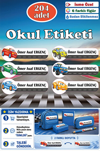 GSticker İsme Özel Okul Etiketi Isimli Etiket Kalem Defter Etiketi Sticker Kı...