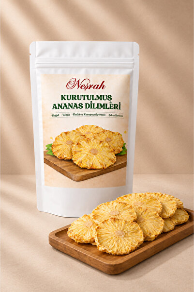 NEŞRAH Kuru Meyve Ananas Dilimleri - Katkısız Şeker İlavesiz Vegan Meyve Kurusu 50gr