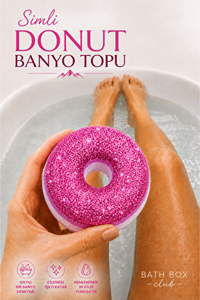 bb bath box Simli Donut Şekilli Banyo Bombası, Aromaterapi ve Cilt Bakımı İçin