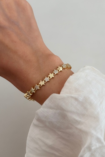 Lavian Accessories 14K Rengi Yıldız Sıralı Bileklik