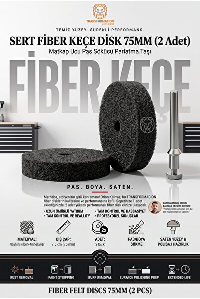 Transformacion Sert Fiber Keçe Disk ve Bağlantı Aparatı 75mm (2 Adet) Matkap ...