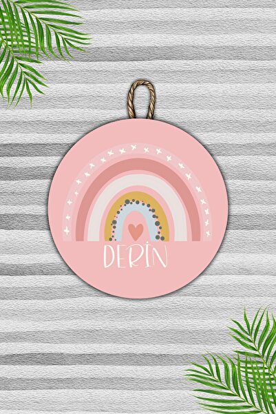 Dormot Home Ornament de perete pentru copii cu model curcubeu roz, personaliz...