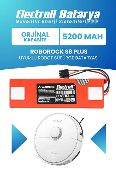 ELECTROLL Roborock S8 Plus Uyumlu Batarya (Orijinal Kapasite) 5200mah Kutulu ...