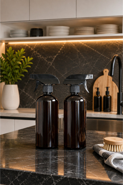 Guridda Home Design 2'li L500 ml Amber Sprey Başlıklı Plastik Şişe Boston