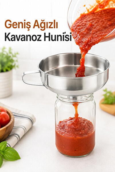 Generic Paslanmaz Çelik Geniş Ağızlı Kavanoz Hunisi