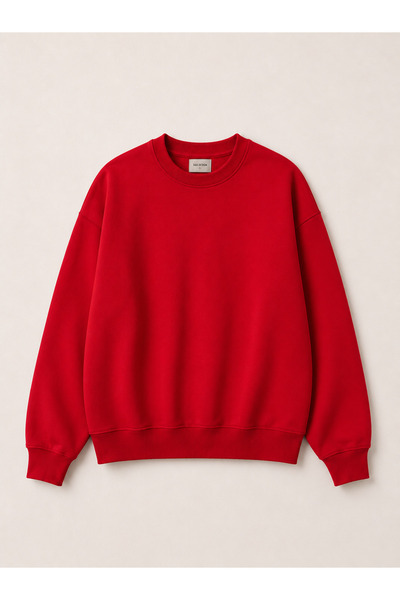 S&A DESIGN Unisex (Women-Men) Basic 0 Crew Neck Unprinted Plain Oversize Wide...