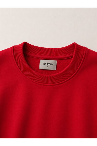 S&A DESIGN Unisex (Women-Men) Basic 0 Crew Neck Unprinted Plain Oversize Wide Loose Anti-Pilling Combed Cotton 3 Yarn 100% Cotton Sweatshirt