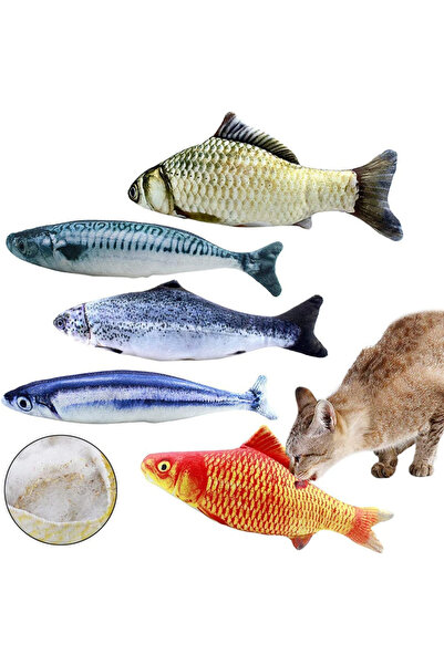 Choice Multicolor 5PCS 20CM Long Cat Training Toy Fish Plush Shape Stuffed Ca...