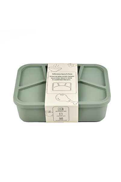 Choice 4 Army Green Silicone Bento Box, Four Compartments, Reusable Silicone ...