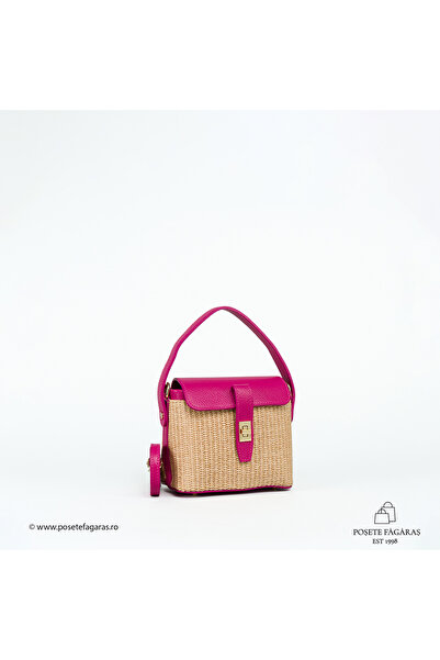 Posete Fagaras Poseta Linda - Piele Rafie - Fucsia, Geanta Rafie & Piele, Pos...