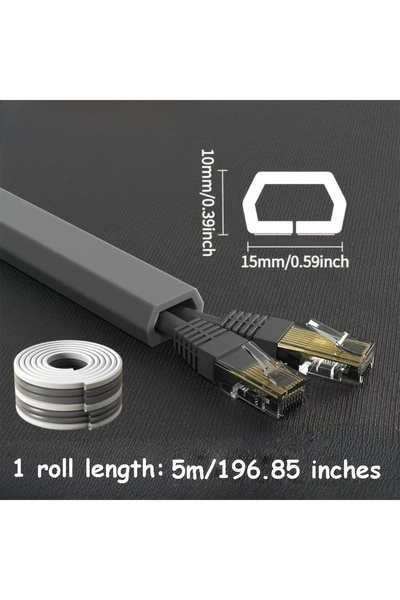 Choice9 5M Trapezoidal Grey 1PC 1/3M Self-Adhesive PVC Cable Management Strip...