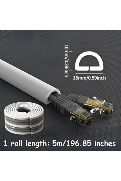 Choice10 5M Semicircle White 1PC 1/3M Self-Adhesive PVC Cable Management Stri...