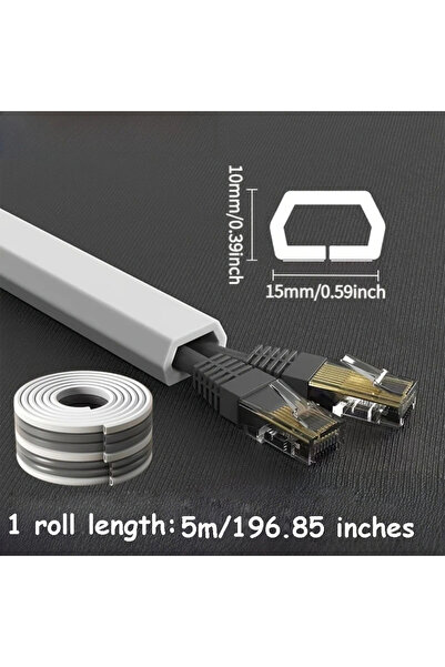 Choice11 5M Trapezoidal White 1PC 1/3M Self-Adhesive PVC Cable Management Str...