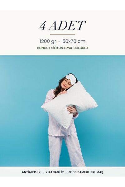 Binna Soft Cloud Support 4 Adet 1200 gr Boncuk Silikon Elyaf Dolgulu Yastık 5...
