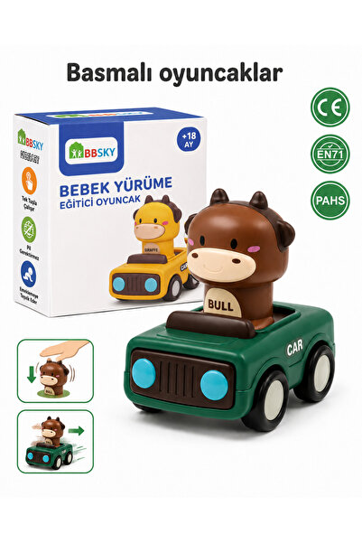 BBSKY Bas Git Hayvan Araba-18M+ Bebek Oyuncağı Pilsiz-CE EN71 Belgeli ABS Eği...
