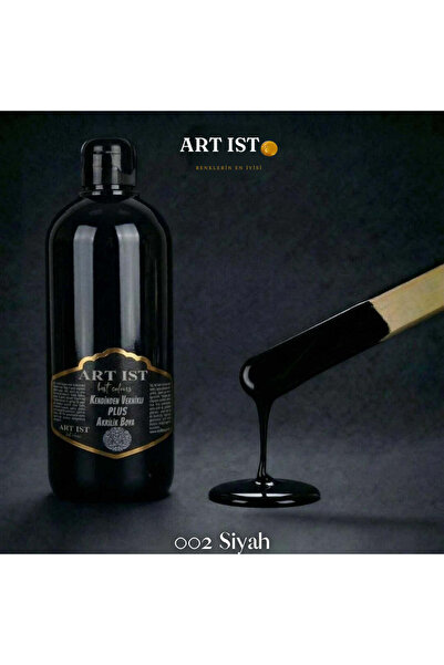 ART IST Kendinden Vernikli PLUS Su Bazlı Akrilik Boya 500ml - 002 SİYAH
