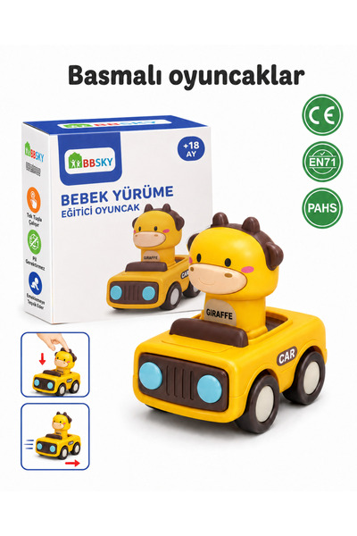 BBSKY Bas Git Hayvan Araba-18M+ Bebek Oyuncağı Pilsiz-CE EN71 Belgeli ABS Eğitici Seyahat Dostu Oyuncak