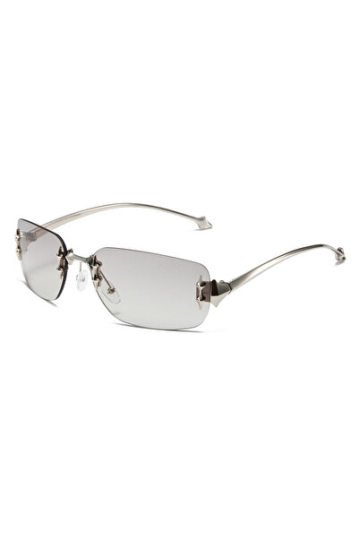 Choice1 C2 Rectangle Rimless Suneyeglass Lady Brand Design Metal Rivet Sungla...