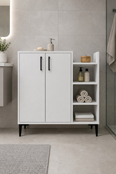 ARNETTİ Leskar 90 cm Çok Amaçlı Banyo Dolabı – Beyaz